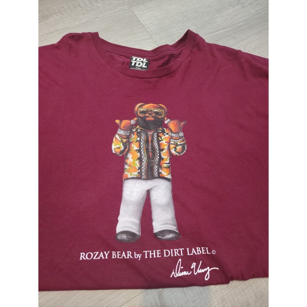 TDL Rick Ross Rozay Bear T‎ shirt Rap Hip Hop Red The Dirty Label POLO XXL